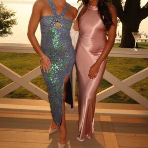 Mauve/Dark Pink Satin Wedding Guest Dress